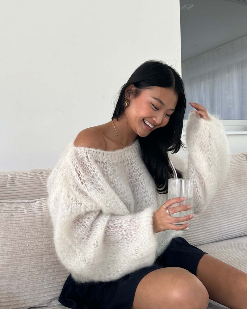 Stella Mohair Strickpullover Creme