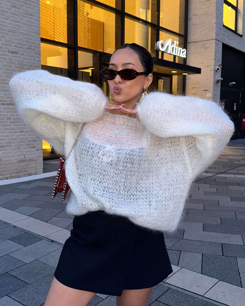 Stella Mohair Strickpullover Creme